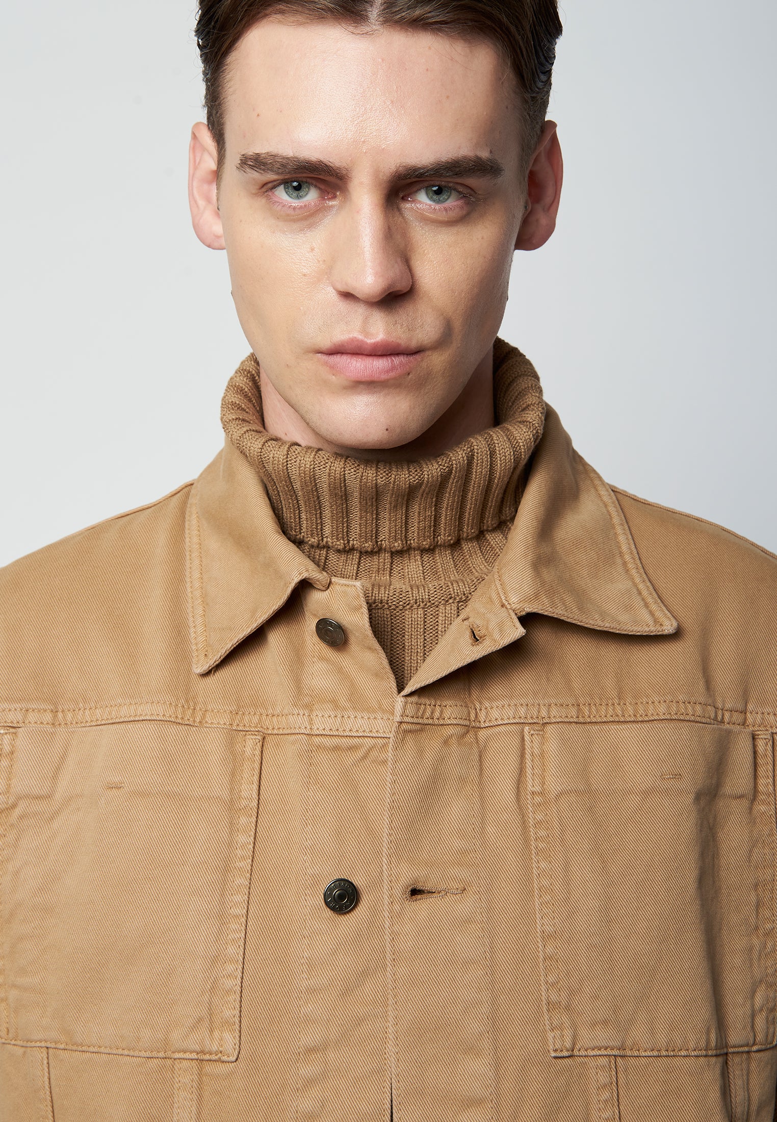 Organic cotton twill jacket JOU in brown