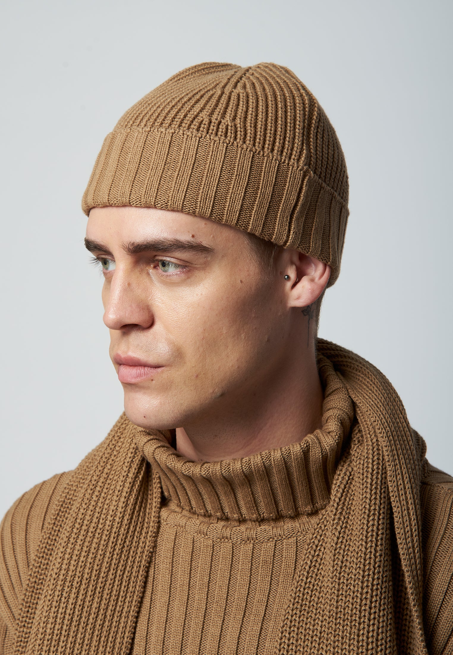 Organic cotton knit hat MORA in brown