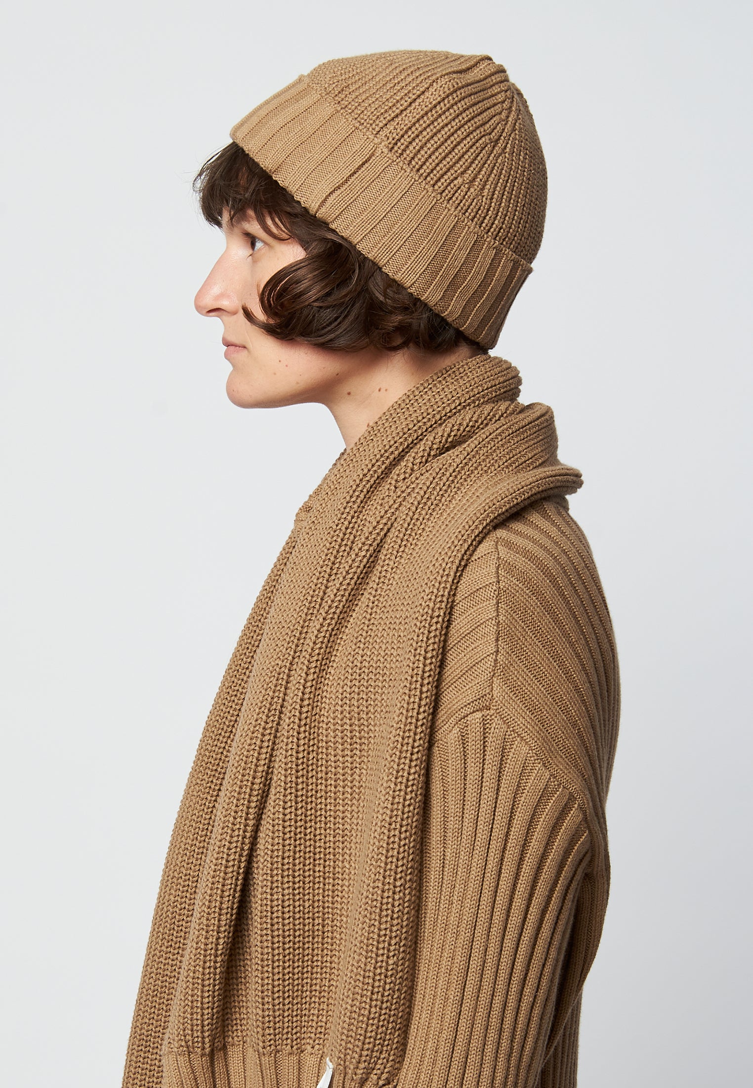 Organic cotton knit hat MORA in brown