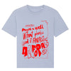 "no Plastic" Print T-Shirt hellblau